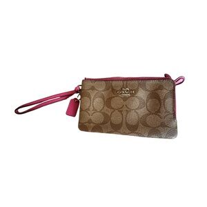 Coach Brown and Pink Clutch Wristlet